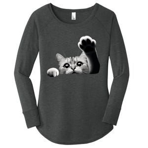 Cute Kitten Big Eyes Cat Outstretched Paw Women's Perfect Tri Tunic Long Sleeve Shirt