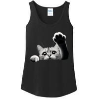 Cute Kitten Big Eyes Cat Outstretched Paw Ladies Essential Tank