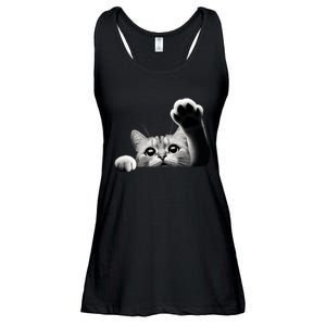 Cute Kitten Big Eyes Cat Outstretched Paw Ladies Essential Flowy Tank