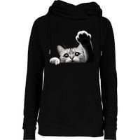 Cute Kitten Big Eyes Cat Outstretched Paw Womens Funnel Neck Pullover Hood