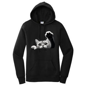 Cute Kitten Big Eyes Cat Outstretched Paw Women's Pullover Hoodie