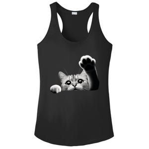 Cute Kitten Big Eyes Cat Outstretched Paw Ladies PosiCharge Competitor Racerback Tank