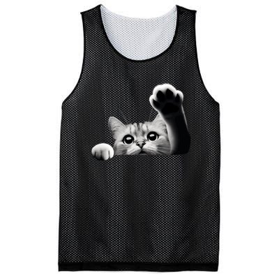 Cute Kitten Big Eyes Cat Outstretched Paw Mesh Reversible Basketball Jersey Tank