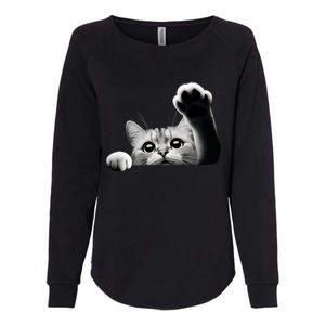 Cute Kitten Big Eyes Cat Outstretched Paw Womens California Wash Sweatshirt