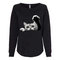 Cute Kitten Big Eyes Cat Outstretched Paw Womens California Wash Sweatshirt