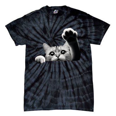 Cute Kitten Big Eyes Cat Outstretched Paw Tie-Dye T-Shirt