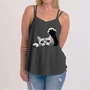 Cute Kitten Big Eyes Cat Outstretched Paw Women's Strappy Tank