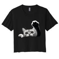 Cute Kitten Big Eyes Cat Outstretched Paw Women's Crop Top Tee