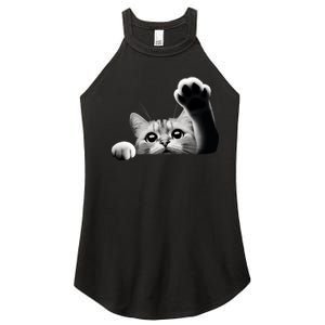 Cute Kitten Big Eyes Cat Outstretched Paw Women's Perfect Tri Rocker Tank