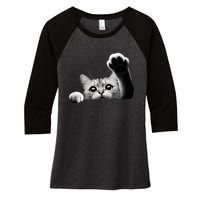 Cute Kitten Big Eyes Cat Outstretched Paw Women's Tri-Blend 3/4-Sleeve Raglan Shirt