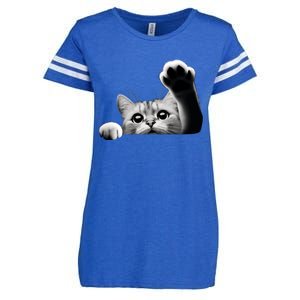 Cute Kitten Big Eyes Cat Outstretched Paw Enza Ladies Jersey Football T-Shirt