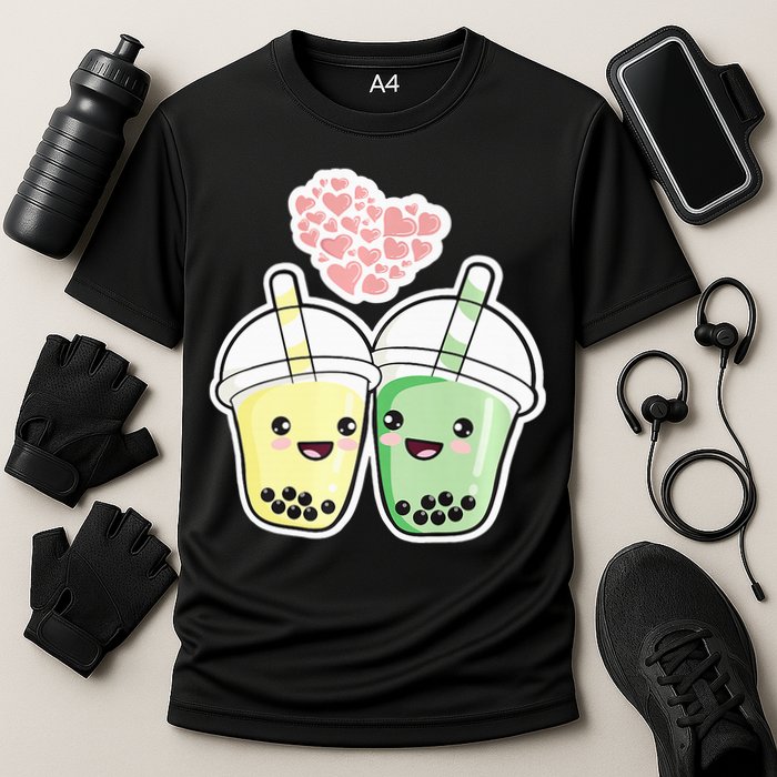 Cute Kawaii Boba Bubble Tea Cooling Performance Crew T-Shirt