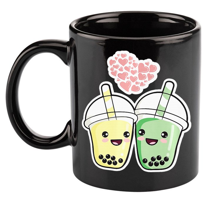 Cute Kawaii Boba Bubble Tea 11oz C Handle Ceramic Mug