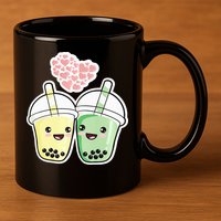 Cute Kawaii Boba Bubble Tea 11oz C Handle Ceramic Mug