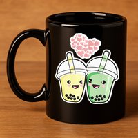 Cute Kawaii Boba Bubble Tea 11oz C Handle Ceramic Mug