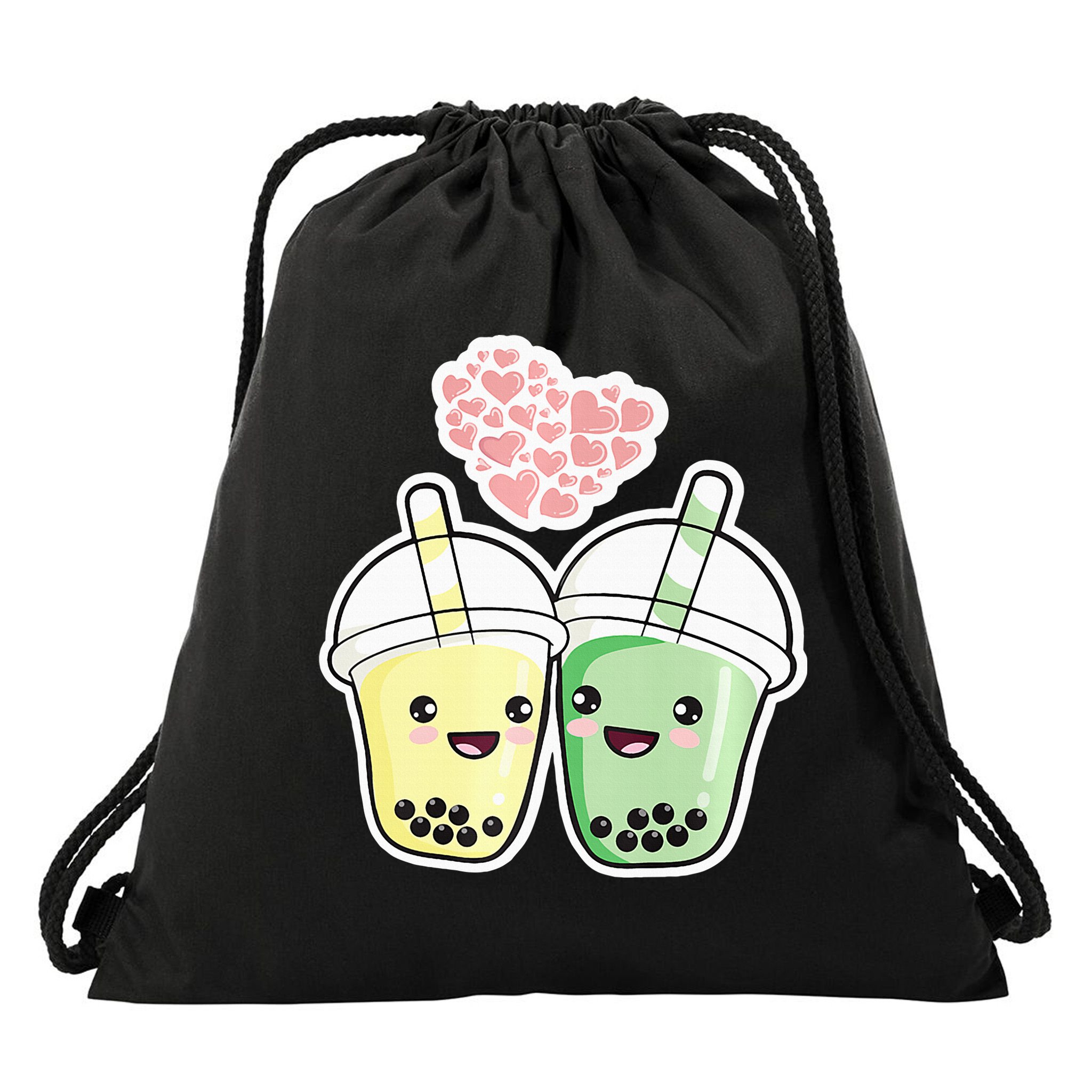 Cute Kawaii Boba Bubble Tea Drawstring Bag