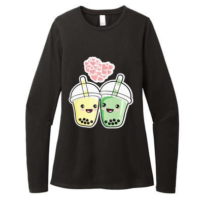 Cute Kawaii Boba Bubble Tea Womens CVC Long Sleeve Shirt