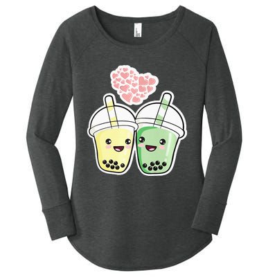 Cute Kawaii Boba Bubble Tea Women's Perfect Tri Tunic Long Sleeve Shirt