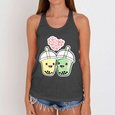 Cute Kawaii Boba Bubble Tea Women's Knotted Racerback Tank