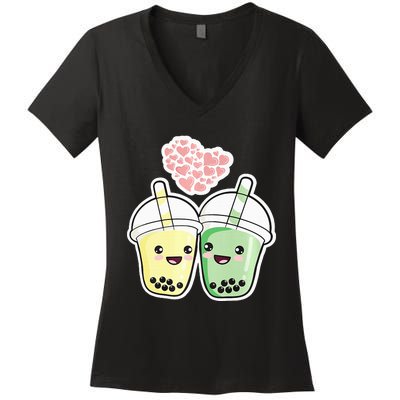 Cute Kawaii Boba Bubble Tea Women's V-Neck T-Shirt