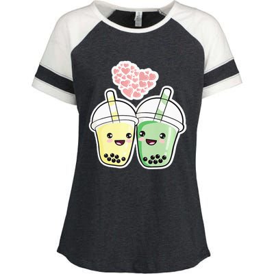 Cute Kawaii Boba Bubble Tea Enza Ladies Jersey Colorblock Tee