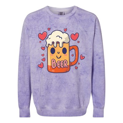 Cute Kawaii Beer Mug Beer Love Colorblast Crewneck Sweatshirt