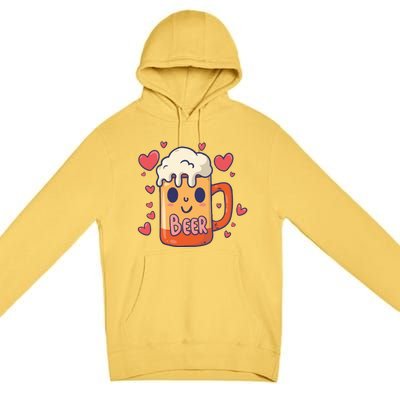 Cute Kawaii Beer Mug Beer Love Premium Pullover Hoodie