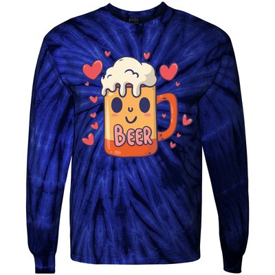 Cute Kawaii Beer Mug Beer Love Tie-Dye Long Sleeve Shirt