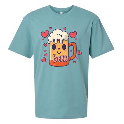 Cute Kawaii Beer Mug Beer Love Sueded Cloud Jersey T-Shirt