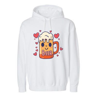 Cute Kawaii Beer Mug Beer Love Garment-Dyed Fleece Hoodie