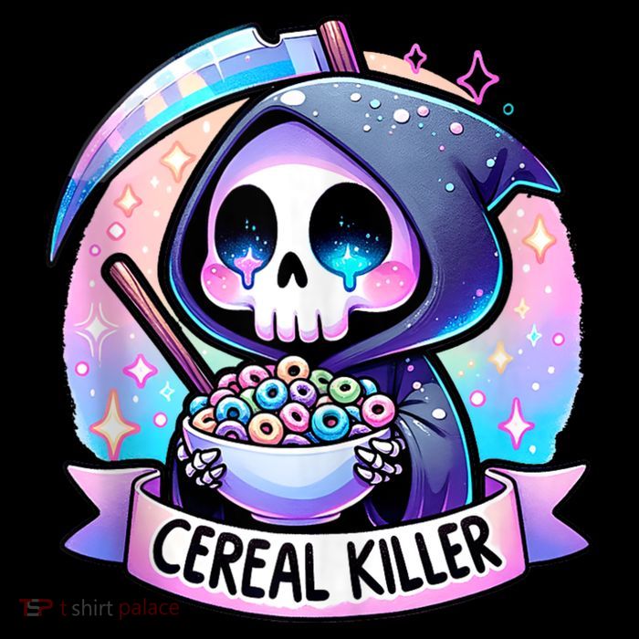 Cereal Killer Breakfast Cereal Bowl Cereals Skull Skeleton T-Shirt