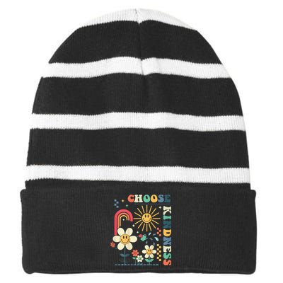   Choose Kindness Be Kind Inspirational Striped Beanie with Solid Band