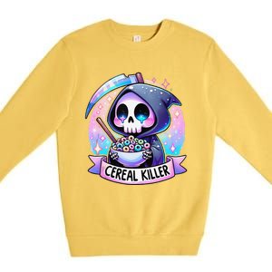 Cereal Killer Breakfast Cereal Bowl Cereals Skull Skeleton Gift Premium Crewneck Sweatshirt