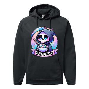 Cereal Killer Breakfast Cereal Bowl Cereals Skull Skeleton Gift Performance Fleece Hoodie