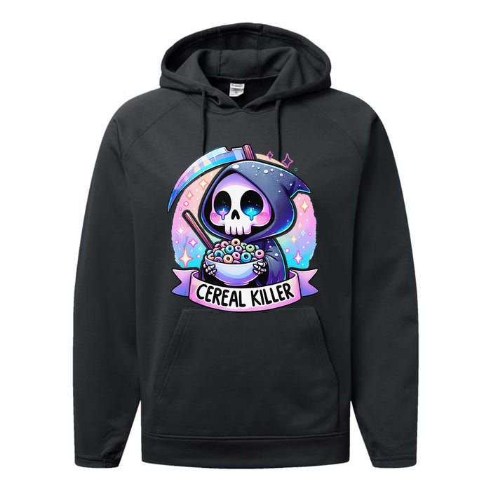 Cereal Killer Breakfast Cereal Bowl Cereals Skull Skeleton Gift Performance Fleece Hoodie