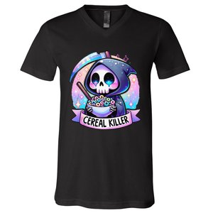 Cereal Killer Breakfast Cereal Bowl Cereals Skull Skeleton Gift V-Neck T-Shirt