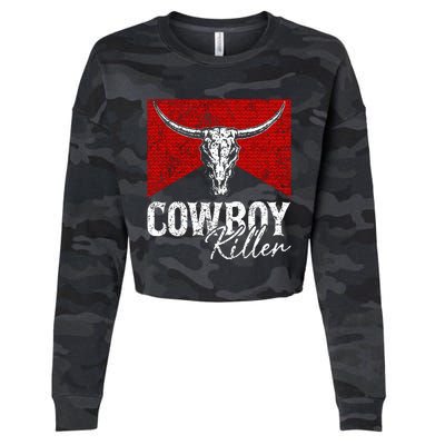 Cowboy Killers Bull Skull Howdy Punchy Western Cropped Pullover Crew