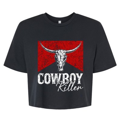 Cowboy Killers Bull Skull Howdy Punchy Western Bella+Canvas Jersey Crop Tee