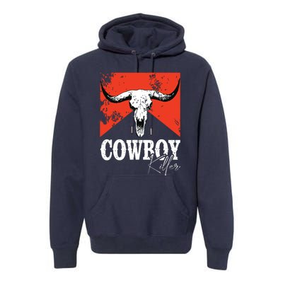 Cowboy Killers Bull Skull Howdy Punchy Western Country Music Premium Hoodie