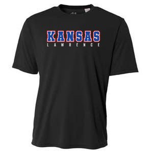 Cool KANSAS Blue & Red Kansas All Caps KANSAS Old School Cooling Performance Crew T-Shirt