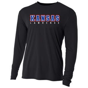 Cool KANSAS Blue & Red Kansas All Caps KANSAS Old School Cooling Performance Long Sleeve Crew