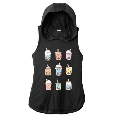 Cute Kawaii Boba Anime Bubble Tea Pastel Ladies PosiCharge Tri-Blend Wicking Draft Hoodie Tank