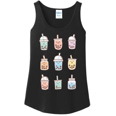 Cute Kawaii Boba Anime Bubble Tea Pastel Ladies Essential Tank