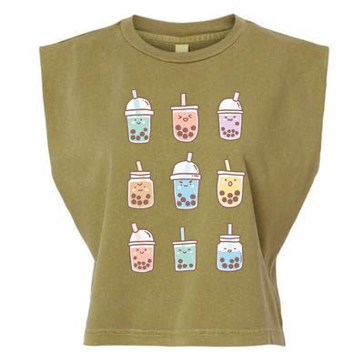 Cute Kawaii Boba Anime Bubble Tea Pastel Garment-Dyed Women's Muscle Tee