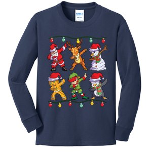 Christmas Kids Boy Dabbing Santa Deer Friends Xmas Kids Long Sleeve Shirt