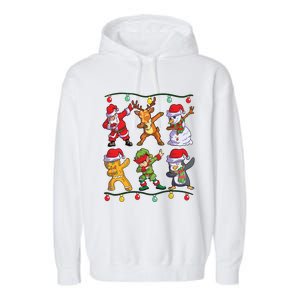 Christmas Kids Boy Dabbing Santa Deer Friends Xmas Garment-Dyed Fleece Hoodie