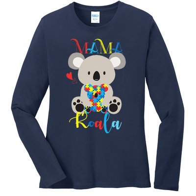 Cute Koala Bear Lovers Autism Mama Bear Koala Puzzle Baby Ladies Long Sleeve Shirt