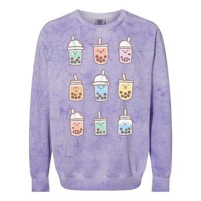 Cute Kawaii Boba Anime Bubble Tea Pastel Colorblast Crewneck Sweatshirt