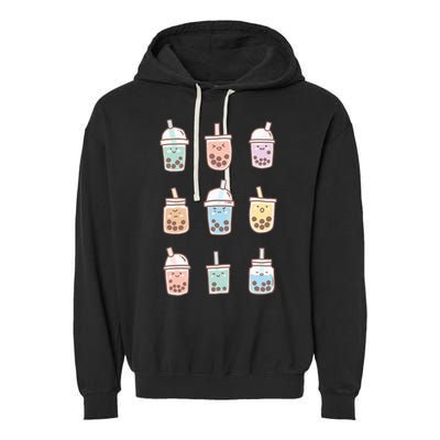 Cute Kawaii Boba Anime Bubble Tea Pastel Garment-Dyed Fleece Hoodie