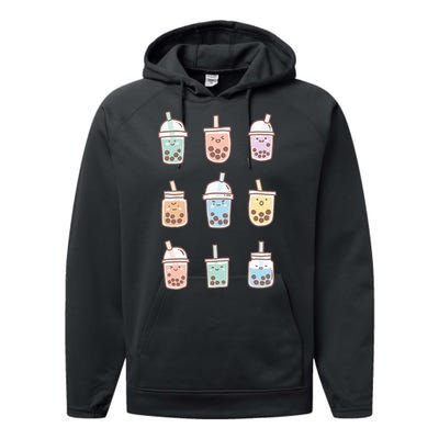 Cute Kawaii Boba Anime Bubble Tea Pastel Performance Fleece Hoodie